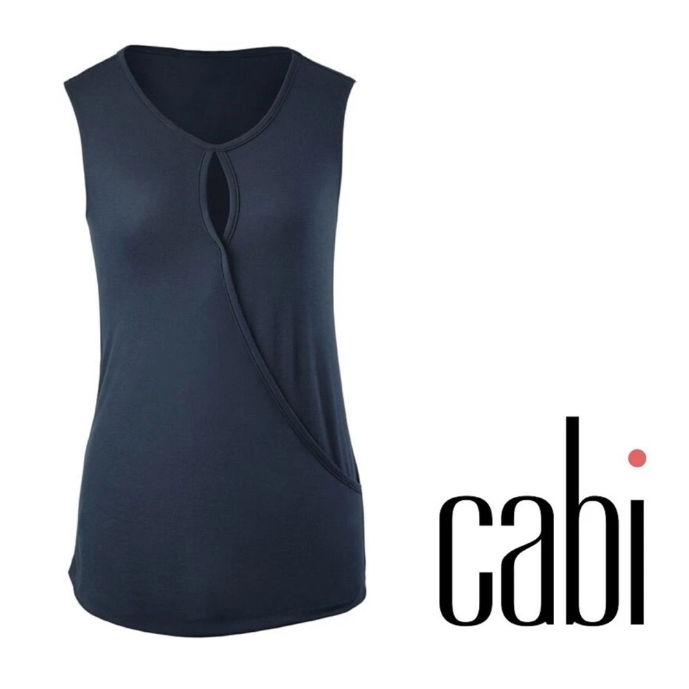 CABI Shirt Sleeveless Crossover Tee Womens S French Navy Blue $64 Jersey - Picture 4 of 9